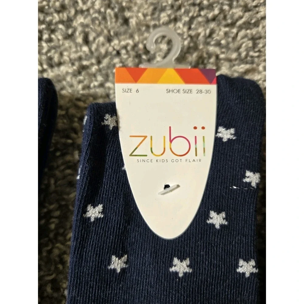 STOCKING STUFFER Zubii Girls Sz 11 - 13‎ Designer 4 Pair Socks Navy White Stars